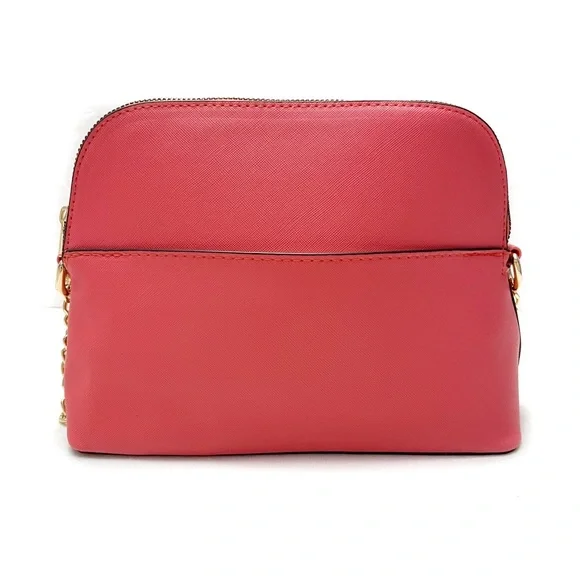 Rampage Saffiano Faux Leather Dome Crossbody Bag Pink with Gold Tone Cha… - Picture 3 of 7